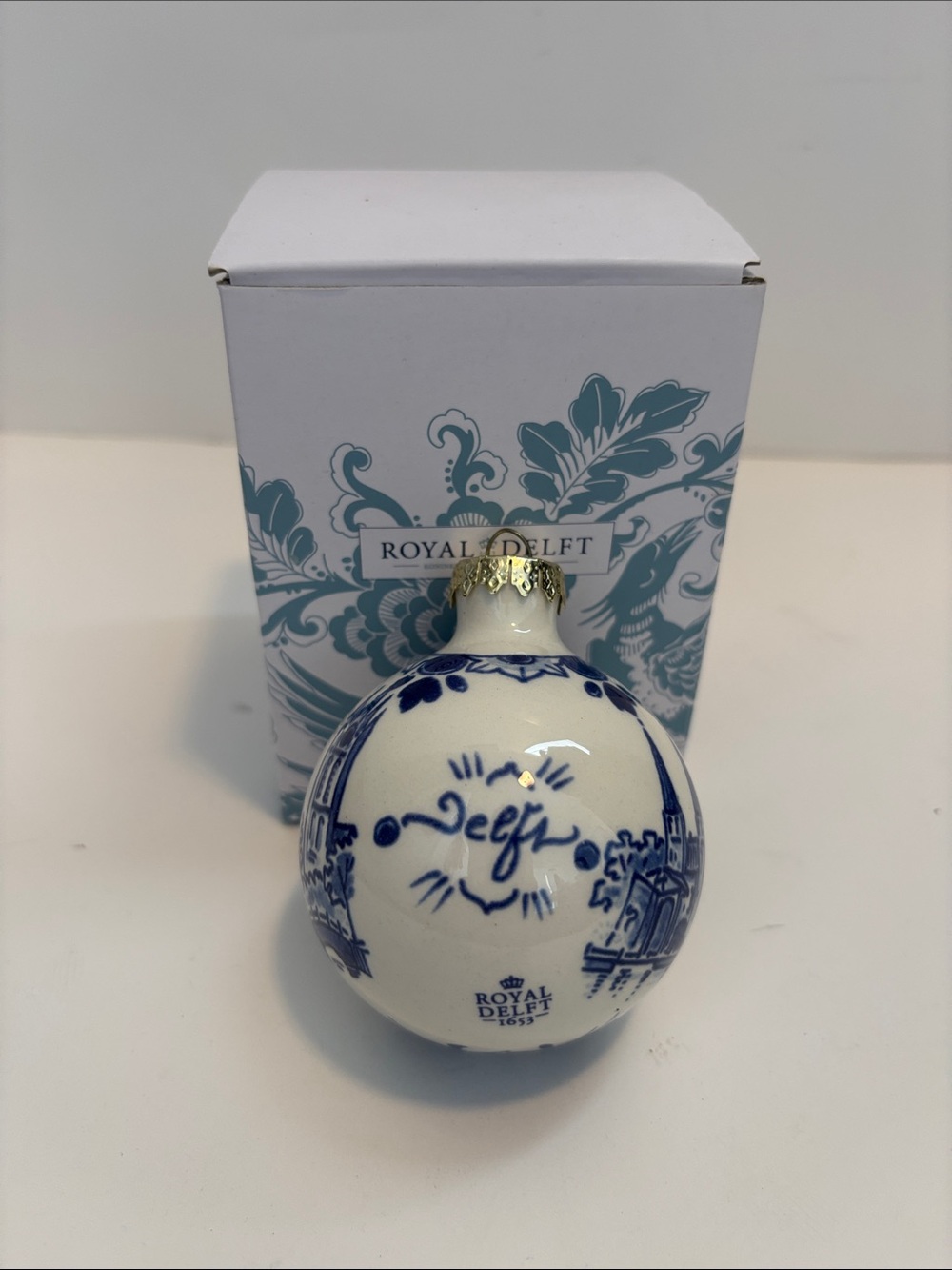 NWOT! Royal Delft Blue & White Delftware Holiday Ornament